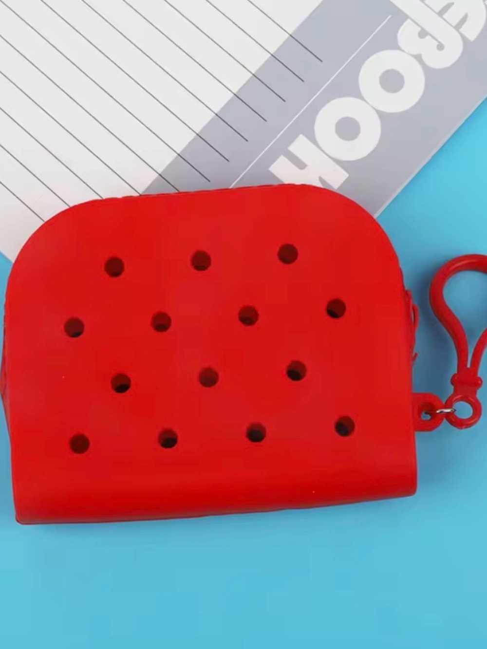 Red Silicone Pocket Pouch with Clip